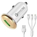 Car Charger for Samsung Galaxy S9 / S 9 Car Charger Adapter Socket Dual USB Port | Quick Mobile Car Charger with 3-in-1 (Micro/Type-C/iPh) Fast Charging Cable (3.1 Amp, N7WM5)