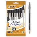 Bic Cristal Original Ballpoint Pens, Smudge-free with Medium Point (1.0 mm), Black, Ideal for Office and School, Pack of 10