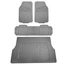 FH Group Semi-Custom Liners Trimmable All Weather Full Set Car Floor Mats with Premium Trimmable All Season Cargo Liner - Universal Fit for Cars Trucks and SUVs (Gray)