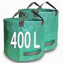 Singwow Sacchetti per rifiuti da giardino, 400 l x 2 sacchetti da giardino, riutilizzabili da giardino con manici, ideali per raccogliere rifiuti da giardino, erba e foglie (400 l)