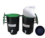 SAMPOORN HOME COMPOSTER- A PRODUCT OF SAMPOORN ZERO WASTE PRIVATE LIMITED is an Aerobic Composting Kit (Two 35 Litre Compost Bins with Sieve, Green Lids and Accessories)
