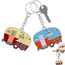 TrustBlai Camper Keychain, 2 Pack RV Key chain Set, Camper Accessories Gift for Travel Trailers, Cute Keychain Car Key for Men Women (red+orange)