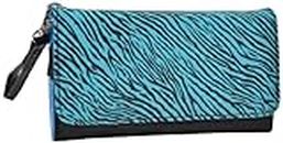 Kroo Clutch Wristlet Wallet for 5-Inch Smartphones - Retail Packaging - Black with Blue and Black Zebra Stripes