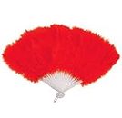 FIESTAS GUIRCA Red Feather Fan with Plastic Frame