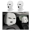 Suvnie 2 PCS Car Headrest Cover, Personalized Funny Car Seat Full Face Mask, Ski Mask Wrap Protection for Auto Front Seat Rest Decoration, Universal Interior Car Accessories (White)