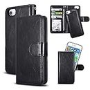 QLTYPRI Case for iPhone 6S iPhone 6, [Detachable] Magnetic Wallet Case Durable PU Leather TPU Bumper with Card Holder Hidden Kickstand Shockproof Wallet Case for iPhone 6S/6 - Black