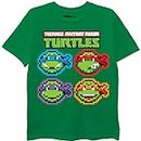 Teenage Mutant Ninja Turtles Little Pixelated TMNT Characters Boys T-Shirt-Leonardo, Donatello, Raphael, Michelangelo-Nickelodeon, Kelly Green, 5-6