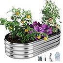 Galvanized Metal Planter Raised Garden Bed Kit for Gardening Outdoor，4x2x1ft Planter Grow Garden Box Raised Flower Bed