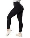 Kamo Fitness Serenity No Front Seam Leggings 25" Inseam Yoga Pants High Waisted Soft Workout Tights, Black, Medium