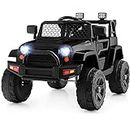 Costzon Ride on Car, 12V Battery Powered Truck Vehicle with Remote Control, Spring Suspension, Headlights, Music, Horn, MP3, USB & Aux Port, Gift for Boys Girls, Electric Car for Kids