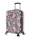 Betsey Johnson Designer 20 Inch Carry On - Expandable (ABS + PC) Hardside Luggage - Lightweight Durable Suitcase with 8-Rolling Spinner Wheels for Women (Stripe Roses)