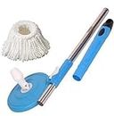 MorningVale Anaya Spin Mop Rod Stick with Rotating Fully Heavy Lock with One Refill (Sky Blue)