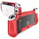 Mumba Case for Nintendo Switch OLED 2021 [Blade Series] TPU Grip Cover Protection Accessories Compatible with Nintendo Switch OLED and Joy-Con Controller (Red)