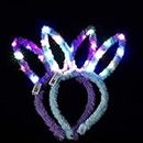 LUDALY LED Rabbit Ears Headbands Light Up Bunny Headband/Flashing Hair Bands Christmas Nightclub Party Decorations Hair Accessories for Women and Girls(Pack of 2)
