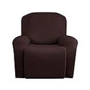Jin Le 4 pezzi Recliner Cover Stretch Recliner Chair Cover 1 Seater Recliner Couch Covers Sofa Covers Stretch Soft Furniture Protector with Elastic Bottom and Ties for Kids Pet(Recliner, Brown)