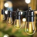 GlobaLink 16M Plug In String Lights Outdoor, IP65 Waterproof Patio String Lights with Shatterproof 15 + 1 S14 LED Bulb, Expandable Outdoor String Light for Garden, Balcony, Yard Decoration, Warm White