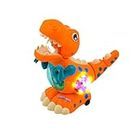 WISHKEY Plastic Dinosaur Bump and Go Toy for Kids, Musical Dinosaur Toy with Lights, Battery Operated Toy Dino with Moving Parts, Multicolor, 3+ Years (Pack of 1)