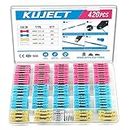 Kuject 420PCS Heat Shrink Butt Connectors, 4 Sizes Insulated Waterproof Wire Connector kit, Tinned Copper Electrical Crimp Connectors for Automotive Marine Boat Truck Stereo Joint