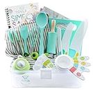 Tovla Jr. Kids Real Cooking and Baking Gift Set with Cookbook and Storage Case- Complete Cooking Supplies for the Junior Chef - Kids Baking Set for Girls & Boys - Utensils and Kid Safe Knives Included
