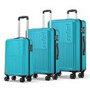 Safari Astra 8 Wheels 56, 66 and 76 Cms Small, Medium and Large Trolley Bags Hard Case Polycarbonate 360 Degree Wheeling System Luggage, Trolley Bags for Travel Set of 3, Suitcase for Travel, Cyan