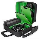 USA Gear Xbox Case - Console Case Compatible with Xbox Series X and Xbox Series S with Customizable Interior for Xbox Controllers, Xbox Games, Gaming Headset, and More Gaming Accessories (Green)