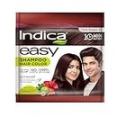 Indica Easy Do-It-Yourself 10 Minutes Hair Color Shampoo with 5 Herbal Extracts and 100% Ammonia Free, Long Lasting Formula (12.5g + 12.5ml) - Dark Brown Colour (Gloves Included)