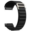 AONES Alpine Nylon Loop Watch Strap Compatible for Syska Polar Sw300 Smartwatch Band Black