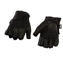 Milwaukee Leather SH442 Men's Black Leather Gel Padded Palm Fingerless Motorcycle Hand Gloves W/Soft ‘Genuine Leather’ - X-Small