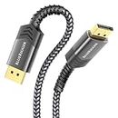 BlueRigger 8K DisplayPort (DP to DP) Cable - 10 feet - (up to 32.4 Gbit/s, UHD with 8 K / 60 Hz or 4 K / 120 Hz, Supports HBR3, DSC 1.2, HDR 10, Lockable Connector, Black) Series