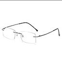 NEWADA Rimless Ultra Light Metal Reading Glasses for Men&Women, Anti Eye Strain Square Reading Glasses, Anti UV Readers (Color : Black, Size : +3.00)