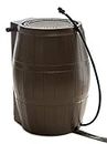 FCMP Outdoor RC4000-BRN 50-Gallon BPA Free Flat Back Home Rain Catcher Water Storage Collection Barrel for Watering Outdoor Plants & Gardens, Brown