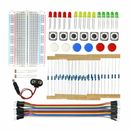 Electronics Starter Kit Breadboard Jumper Wires Resistors LED Buttons Sensors