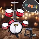 Keezi Kids Drum Kit Set Pretend Play Junior Drums Musical Toys Childrens 7pcs