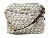 Michael Kors Women's Jet Set Medium Crossbody Leather Handbag (Vanilla)