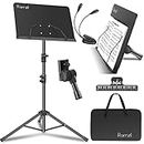 Ramzi Music Book Stand, Portable Music Stand for Sheet Music 5 in-1 Dual-Use Sheet Music Stand Desktop Book Stand with Book Stand Support, Music Stand Light, Carrying Bag, Sheet Music Clip