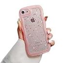 ZTUOK Compatible with iPhone 6/6S Case for Girls Women,Cute Clear Sparkly Bling Star Design Curly Simple Wave Case Shockproof Protective Slim Soft TPU Glitter Cover for iPhone 6/6s-Pink
