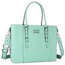 MOSISO PU Leather Laptop Tote Bag for Women (15-16 inch), Mint Green