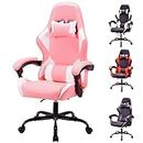 T-THREE.High back ergonomic computer chair,gaming chair,office chair,desk chair,swivel chair,racing chair,adjustable lumbar support and headrest,can bear 150kg weight(Pink)