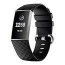 Replacement Bands Compatible with Fitbit Charge 4/ Charge 3, Fitbit Charge 3 SE Silicone Strap Adjustable Classic Smartwatch Band Strap, Waterproof Fitness Sport Wristbands for Women Men - Black