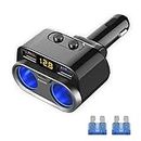 Amiss Car Cigarette Lighter Adapter, 150W/12V Electronic Front Splitter Sockets with PD/QC3.0 Dual USB C Fast Charge Ports, Phone Power Charger for Plug Outlet with Separate Switch LED Voltage Display