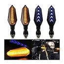 CGEAMDY 4 Pcs Motorcycle Indicators, Motorcycle Dynamic Indicators Turn Signal Lights, Flowing Indicators Amber and Blue, 12V Blinkers Signal Lamp for Motorbike, Scooter, Off Road
