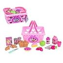 Disney Junior Minnie Bow-Tique Bowtastic Shopping Basket Set with Pretend Food and Accessories, Pretend Play, Kids Toys for Ages 3 Up by Just Play
