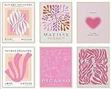 KBKBART Matisse Wall Art Prints Set of 6,Abstract Exhibition Picasso Posters,Minimalist Canvas Beige Pink Room Decor,Hot Aesthetic Decor for Bedroom,Living Room,Gallery（8x10inch,Unframed) AMZT200