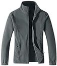GIMECEN Men's Lightweight Full Zip Soft Polar Fleece Jacket Outdoor Recreation Coat With Zipper Pockets, Men-dark Grey02, Medium