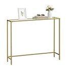 VASAGLE, Console, Tempered Glass Tabletop, Modern Sofa Table, Easy Assembly, with Adjustable Feet, for Living Room, Entryway, Pale Gold and Transparent ULGT132A01