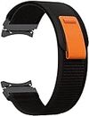 DETRO No Gap Trail Loop Band for Samsung Galaxy Watch 5 Band | Watch 4 40mm/44mm, Nylon Adjustable Pull Tab Strap for Galaxy Watch 5 Pro 45mm | Galaxy Watch 4 Classic Strap 42mm/46mm - Black|Orange