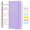 Huhuhero Notebook Journal, 320 Pages 8.5" x 11" A4 Spiral Notebook College Ruled, Cute Aesthetic Gifts Lined Journal for Women Men Office Work Writing, 24pcs Index Tabs, School Supplies, Light Purple