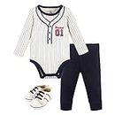 Little Treasure Unisex Baby Cotton Bodysuit, Pant and Shoe Set, Baseball, 6-9 Months US