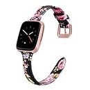 Wearlizer for Fitbit Versa Strap/Fitbit Versa 2 Straps Slim Leather Replacement Wrist Band Wristband Women Men for Fitbit Versa 2 Straps - Flower