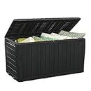 Keter Marvel Plus 71 Gallon Resin Deck Box-Organization and Storage for Patio Furniture Outdoor Cushions, Throw Pillows, Garden Tools and Pool Toys, Dark Grey